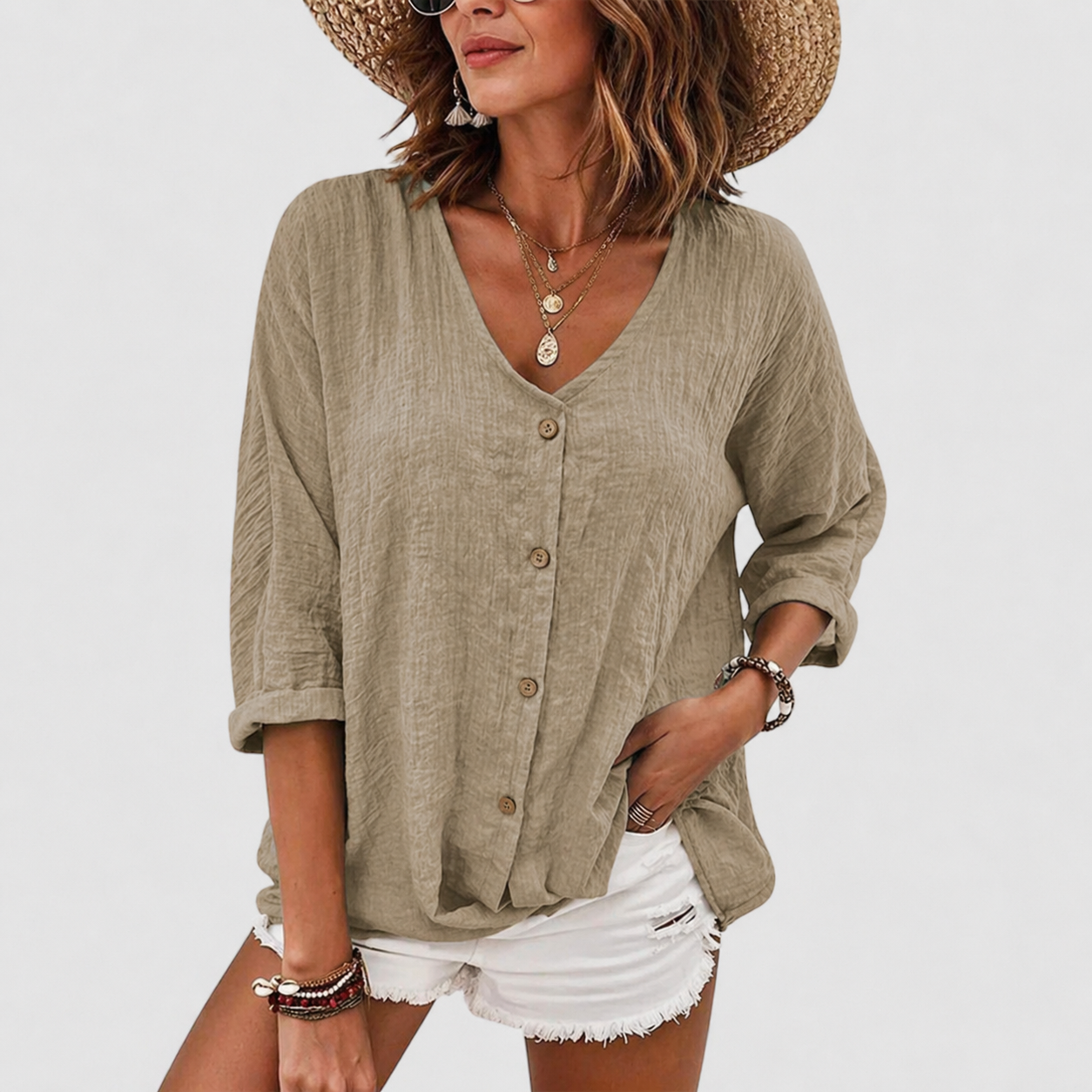 Helena | Atmungsaktive, Elegante &amp; Bequeme Sommer-Leinenbluse 3