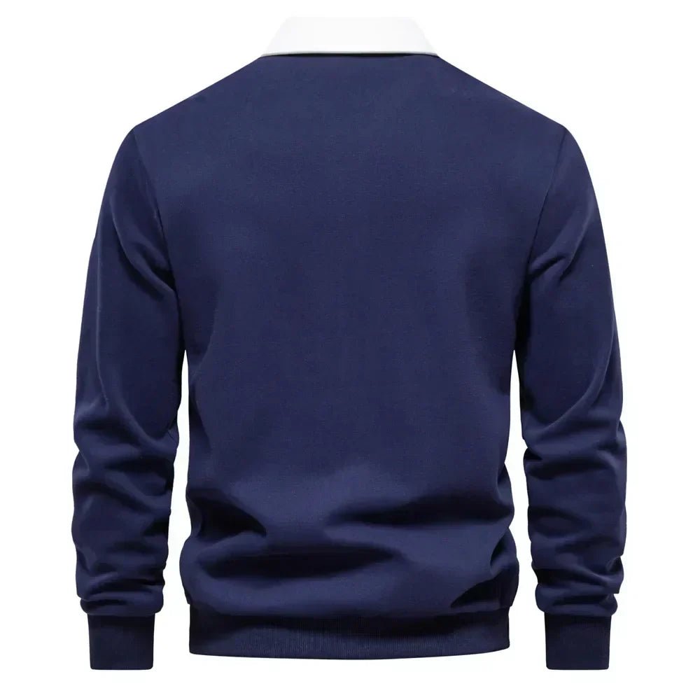 Henry | Herren-Golfpolopullover mit langen Ärmeln, Kontrastkragen und Baumwollmischung 6
