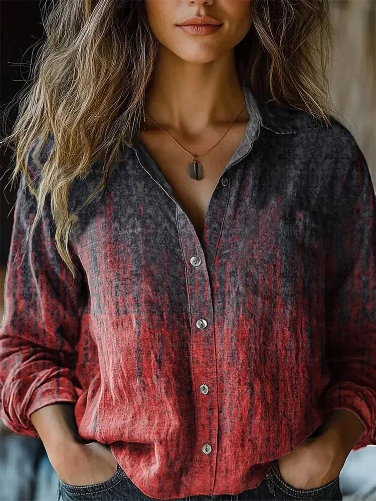 Herbst | Vintage Floral Shirt Langarm Damen Casual Stil 5