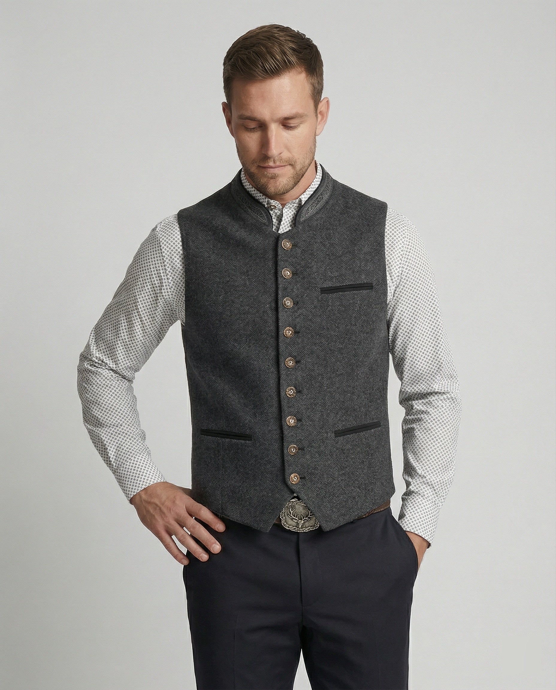 Hermann | Elegante, Taillierte Herrenweste in Grau für Festliche Anlässe 1
