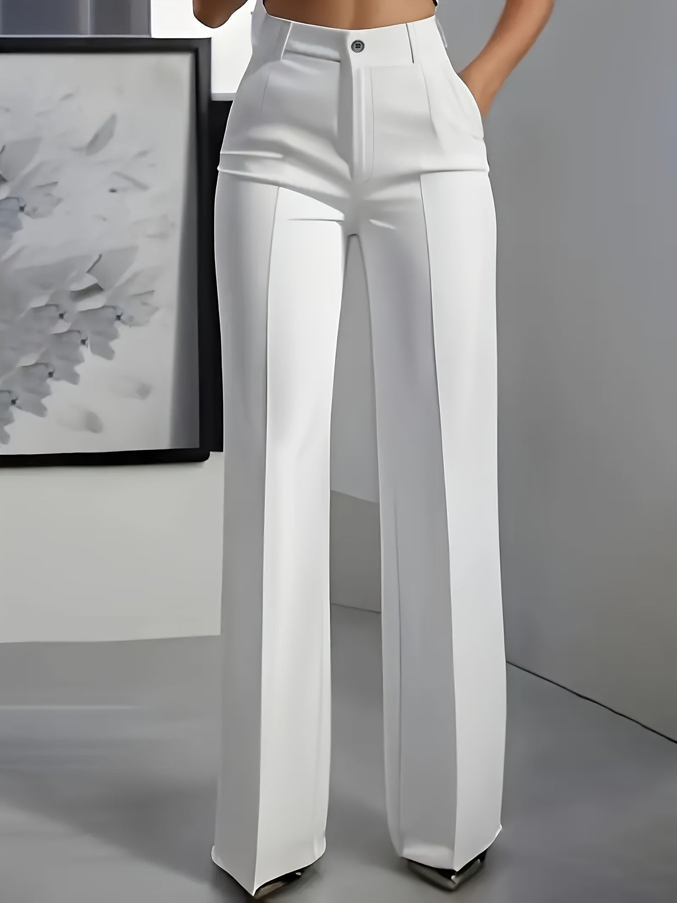 Iris | Elegante & Hochtaillierte Stoffhose Damen mit Weitem Bein 1