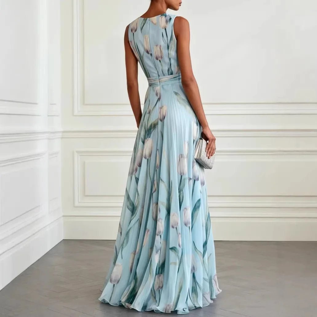 Isabella | Elegantes Maxikleid Festlich für Hochzeitsgäste – Fließender Chiffon mit Botanischem Druck 2