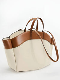 Elena | Elegante Canvas Tragetasche mit Lederdetails