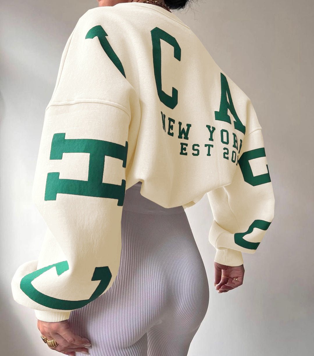 Isla | Oversized Damen-Pullover mit Fleecefutter, Rundhalsausschnitt und College-Ärmeln 1