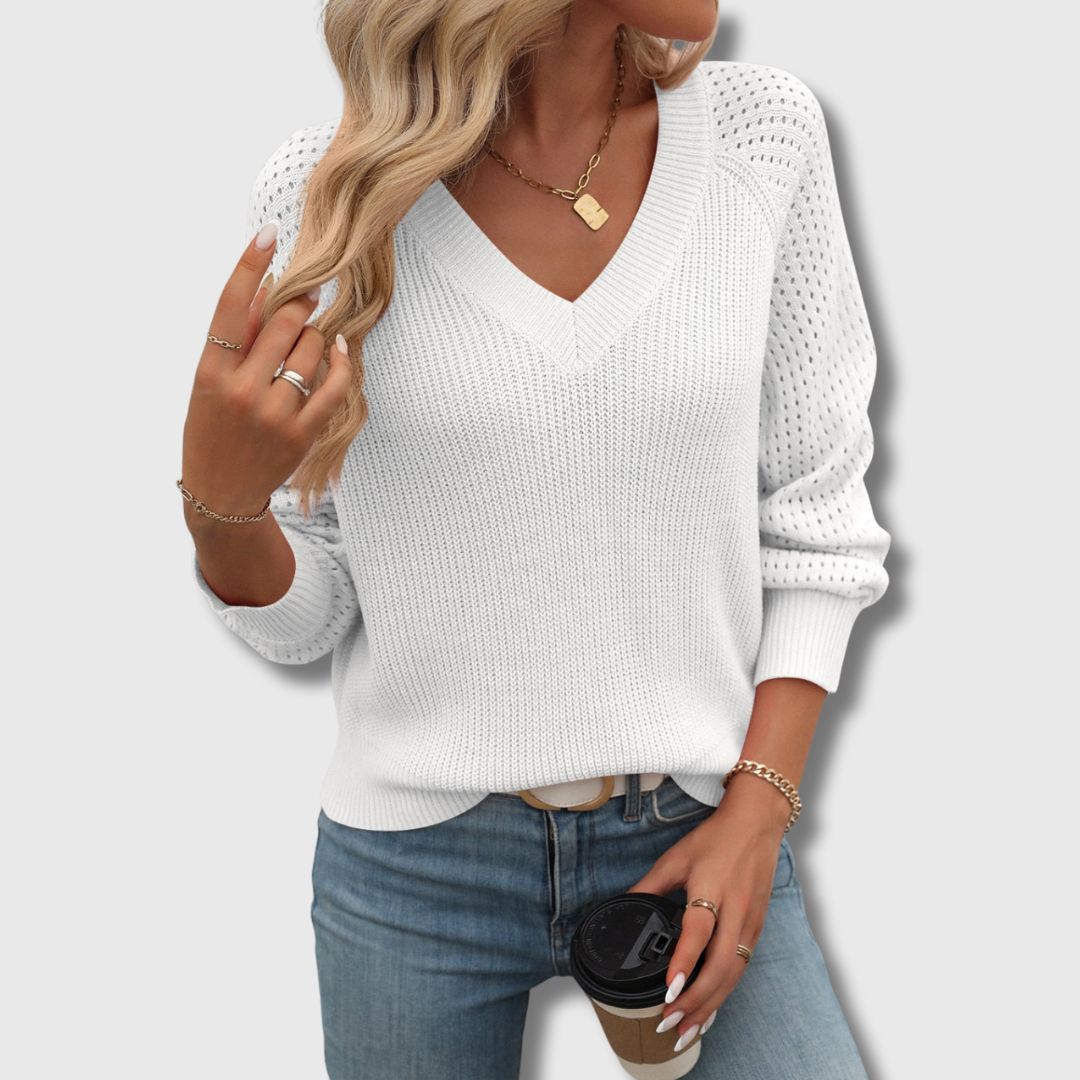 Jade | Eleganter V-Ausschnitt-Pullover 1
