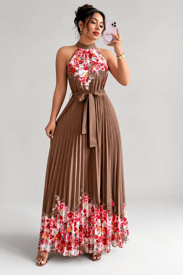Julia | Romantisches, geblümtes Plissee-Midikleid 14