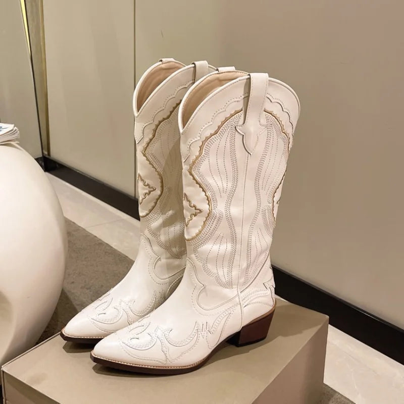 Karolin | Bestickte, wasserdichte Western-Cowboystiefel 0