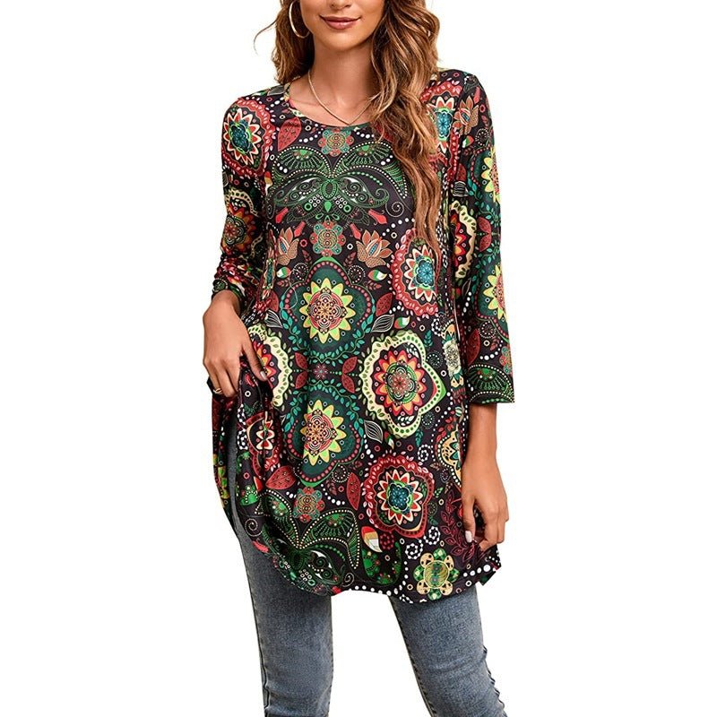 Kathrin | Lebendiges und bequemes Boho-Swing-Tunikakleid 6