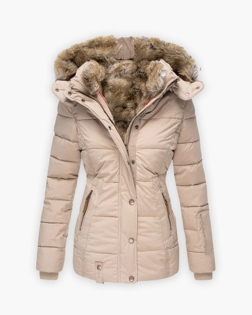 Kapuzen Winterjacke mit Kunstfellfutter