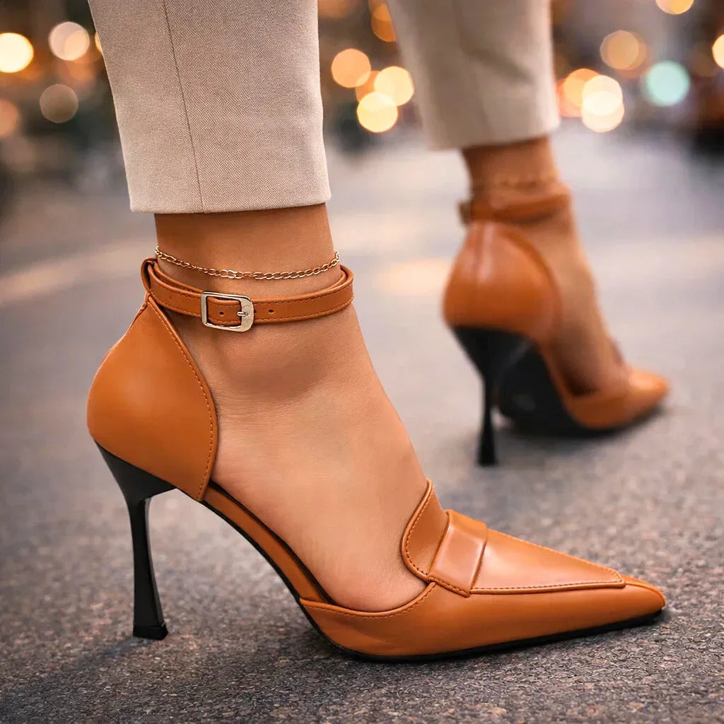 Lavinia | Elegante Damen-Absätze mit Knöchelriemen & Spitzem Zehendesign 0