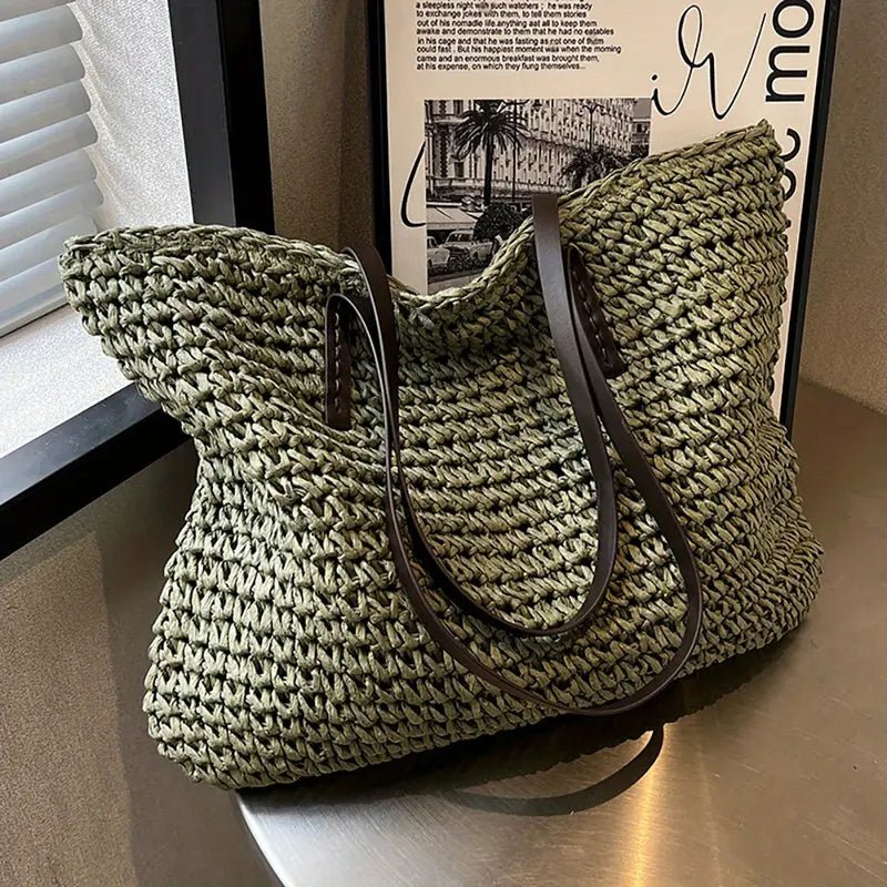 Leonie | Übergroße Schultertasche aus gewebtem Stroh 1