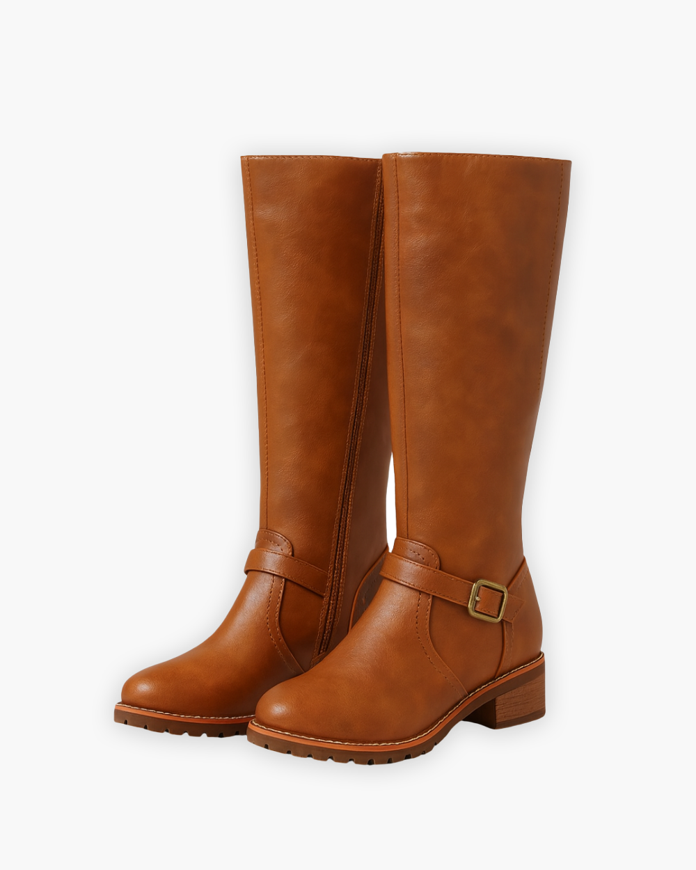 Schnallen kniehohe Stiefel mit Profilsohle