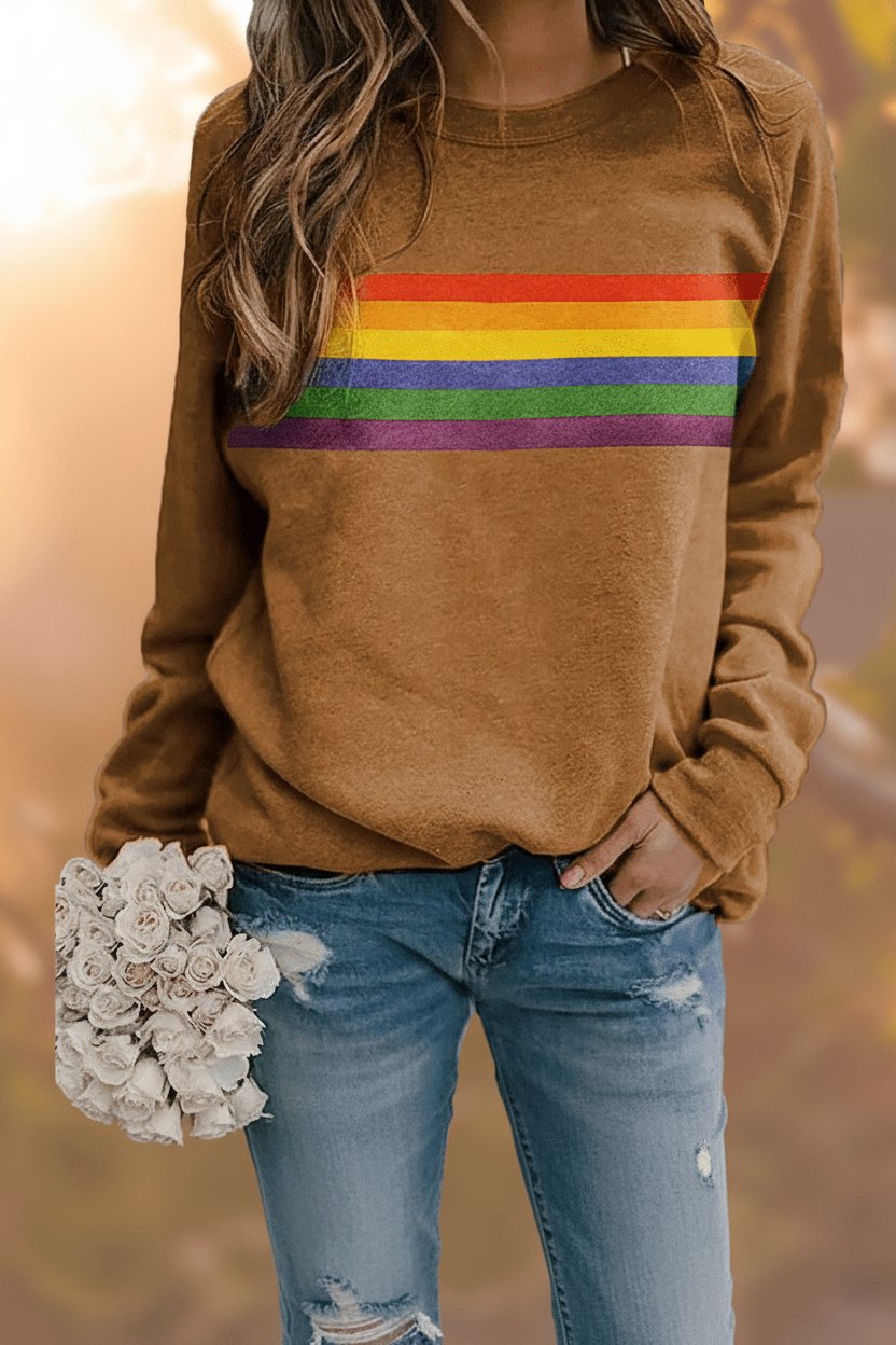Lily | Damen-Pullover mit Regenbogenstreifen und Rundhalsausschnitt in lockerer Passform 5