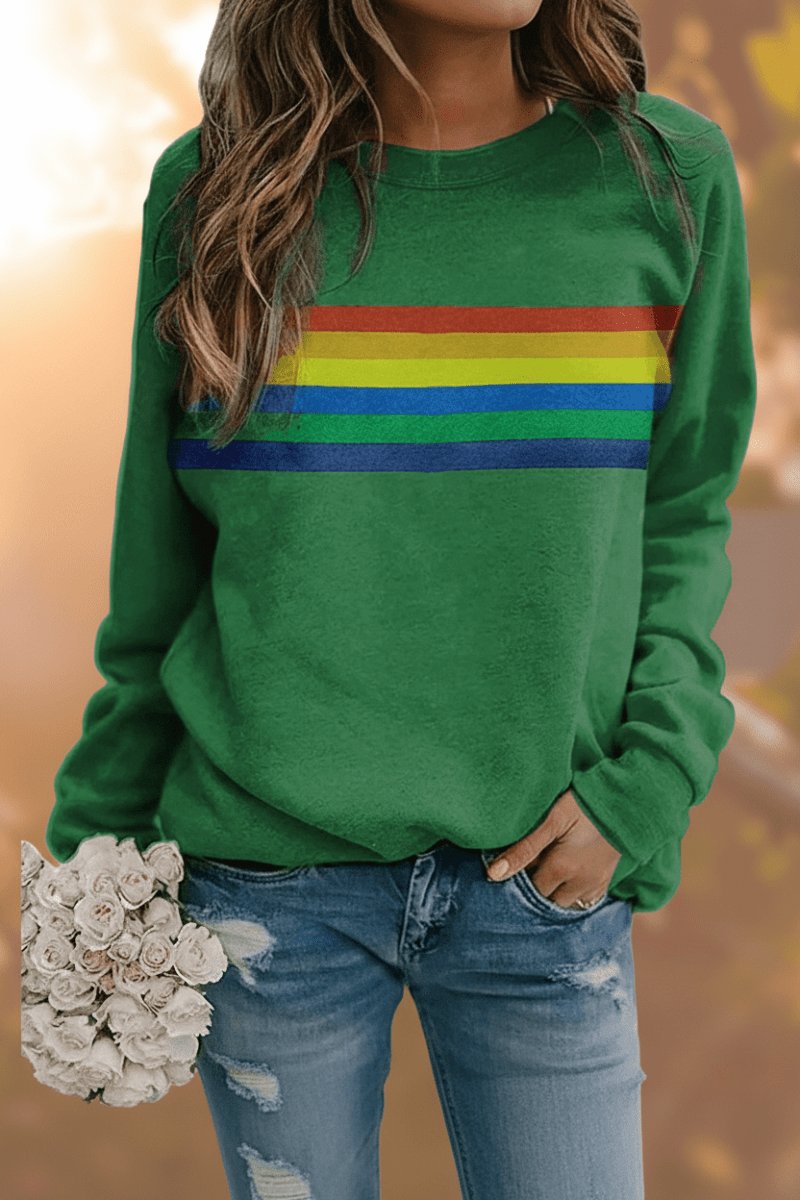 Lily | Damen-Pullover mit Regenbogenstreifen und Rundhalsausschnitt in lockerer Passform 7