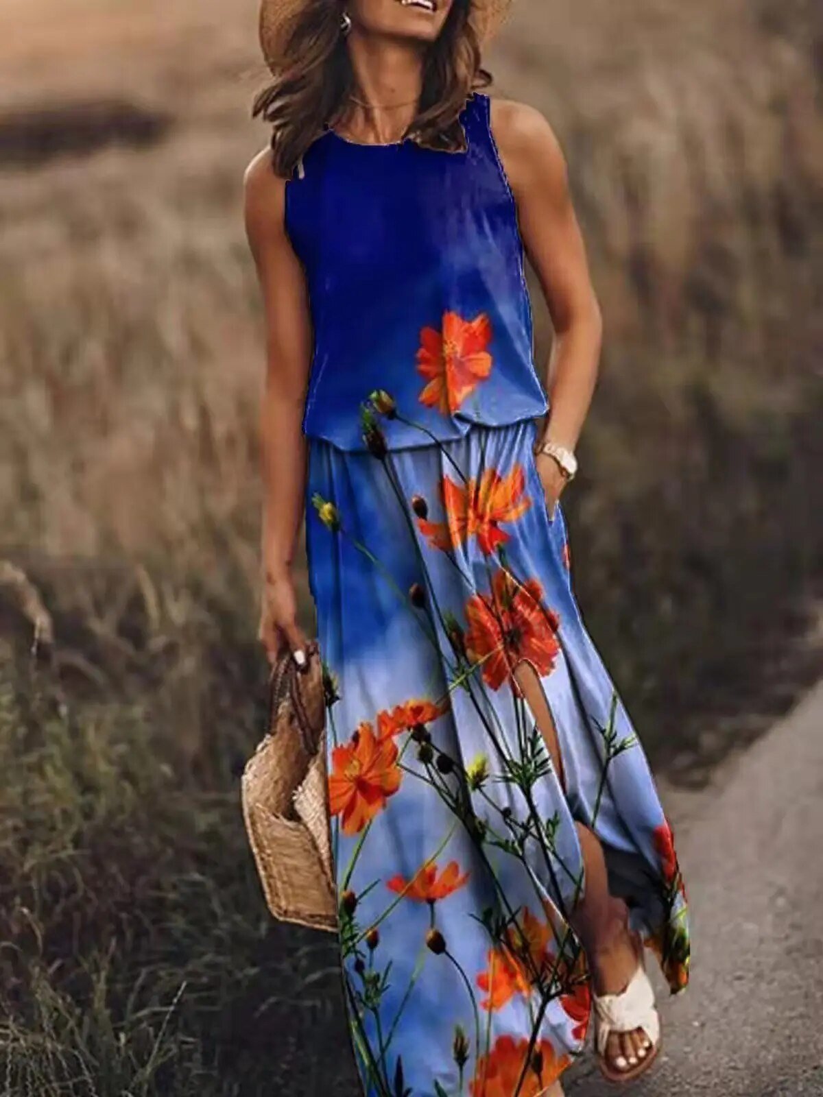 Lina | Ärmelloses, Fließendes & Elegantes Maxikleid Sommer für Damen 1