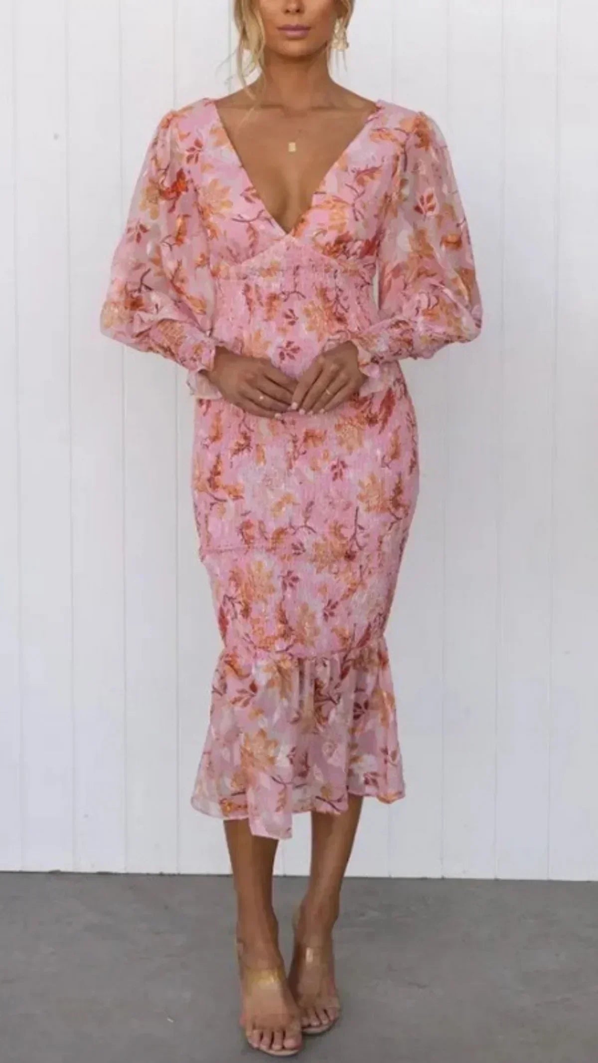 Lina | Damenkleid Hochzeitsgast Festlich Blumenmuster Elegant Fließend 0