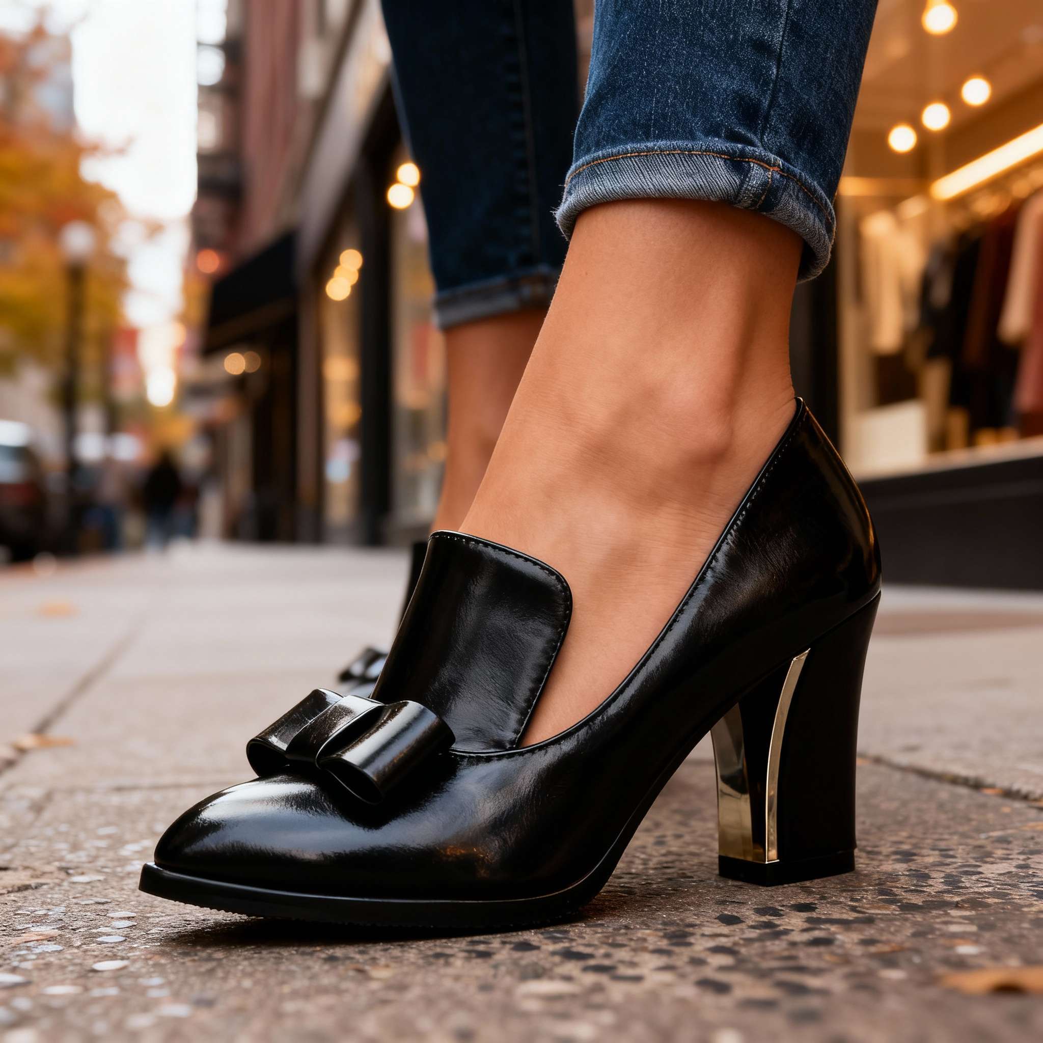 Liora | Damen Loafer Pumps Blockabsatz Elegant Schleifendetail 1