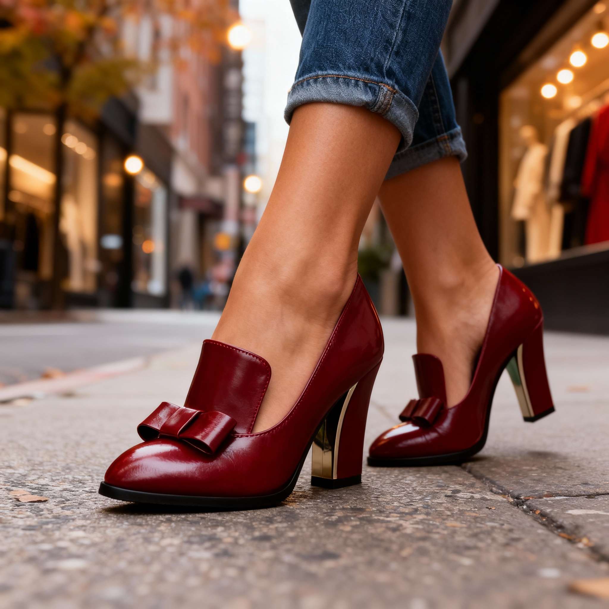 Liora | Damen Loafer Pumps Blockabsatz Elegant Schleifendetail 2