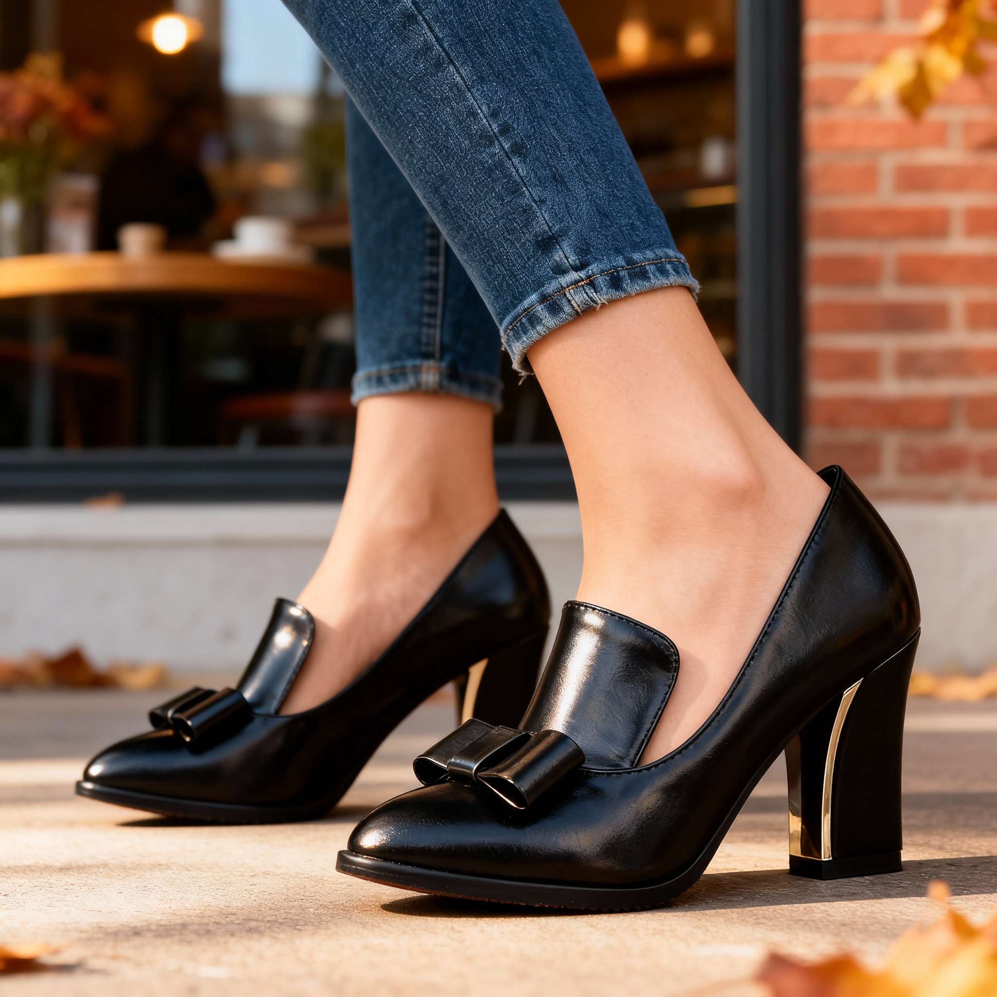 Liora | Damen Loafer Pumps Blockabsatz Elegant Schleifendetail 4