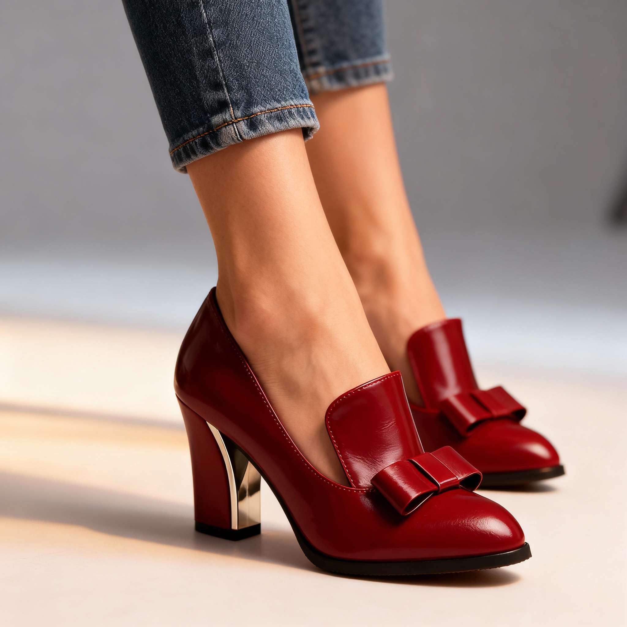 Liora | Damen Loafer Pumps Blockabsatz Elegant Schleifendetail 7