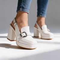 Aurora | Elegante Slingback Plateau Blockabsatz Loafer