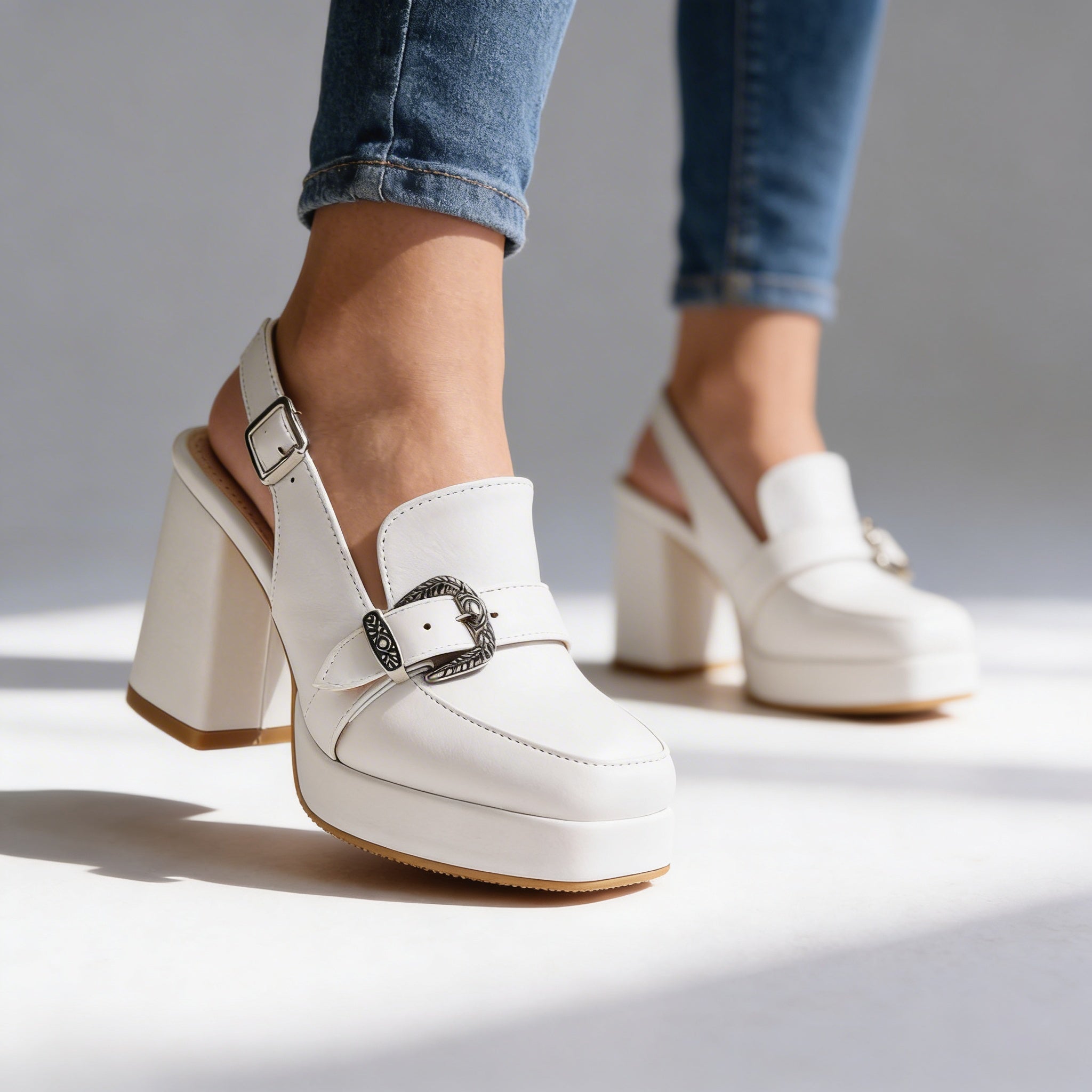 Liora | Damen Loafer Slingback Schwarz Blockabsatz Elegant Casual 0