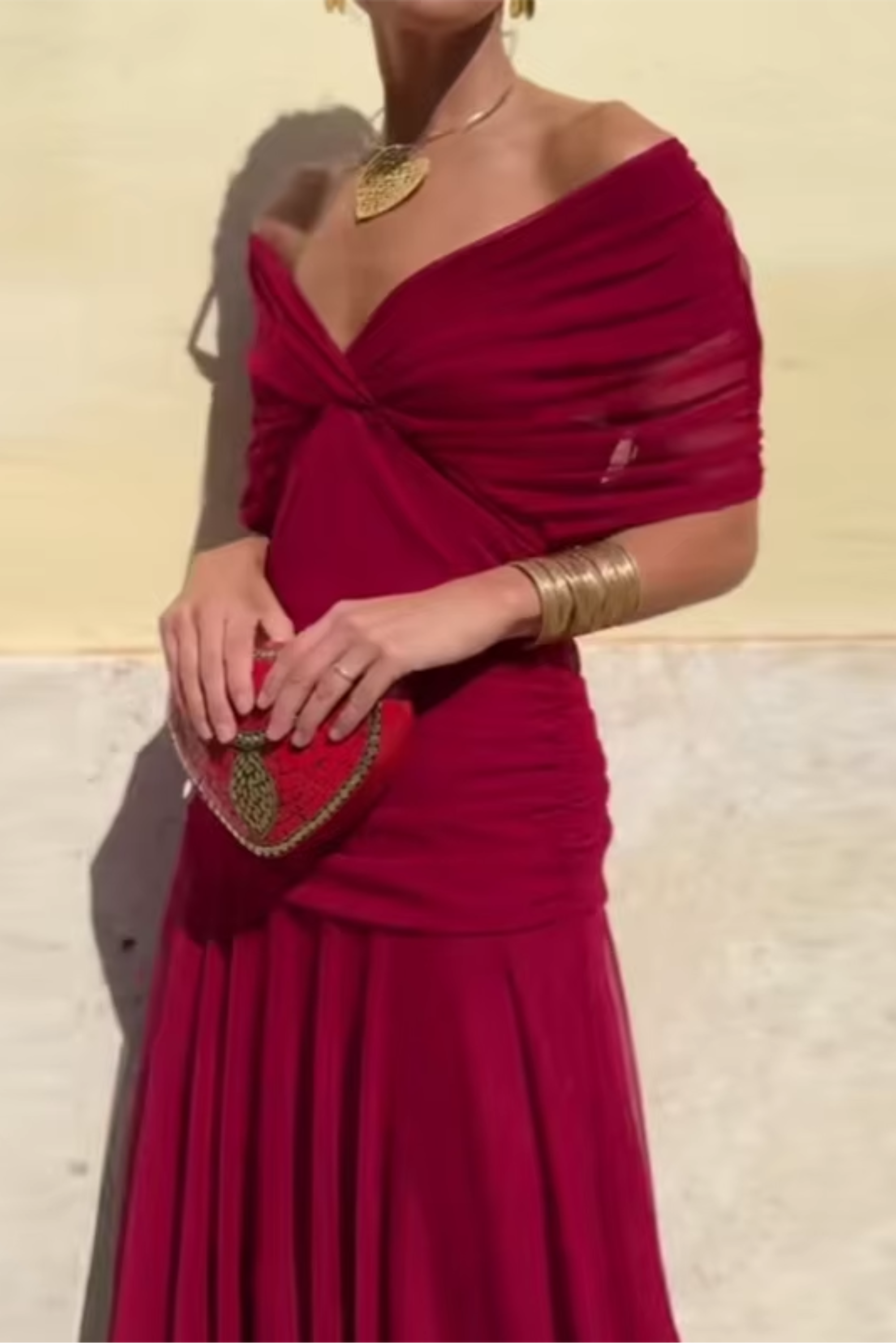 Kristin | Elegantes langes Festkleid mit V-Ausschnitt