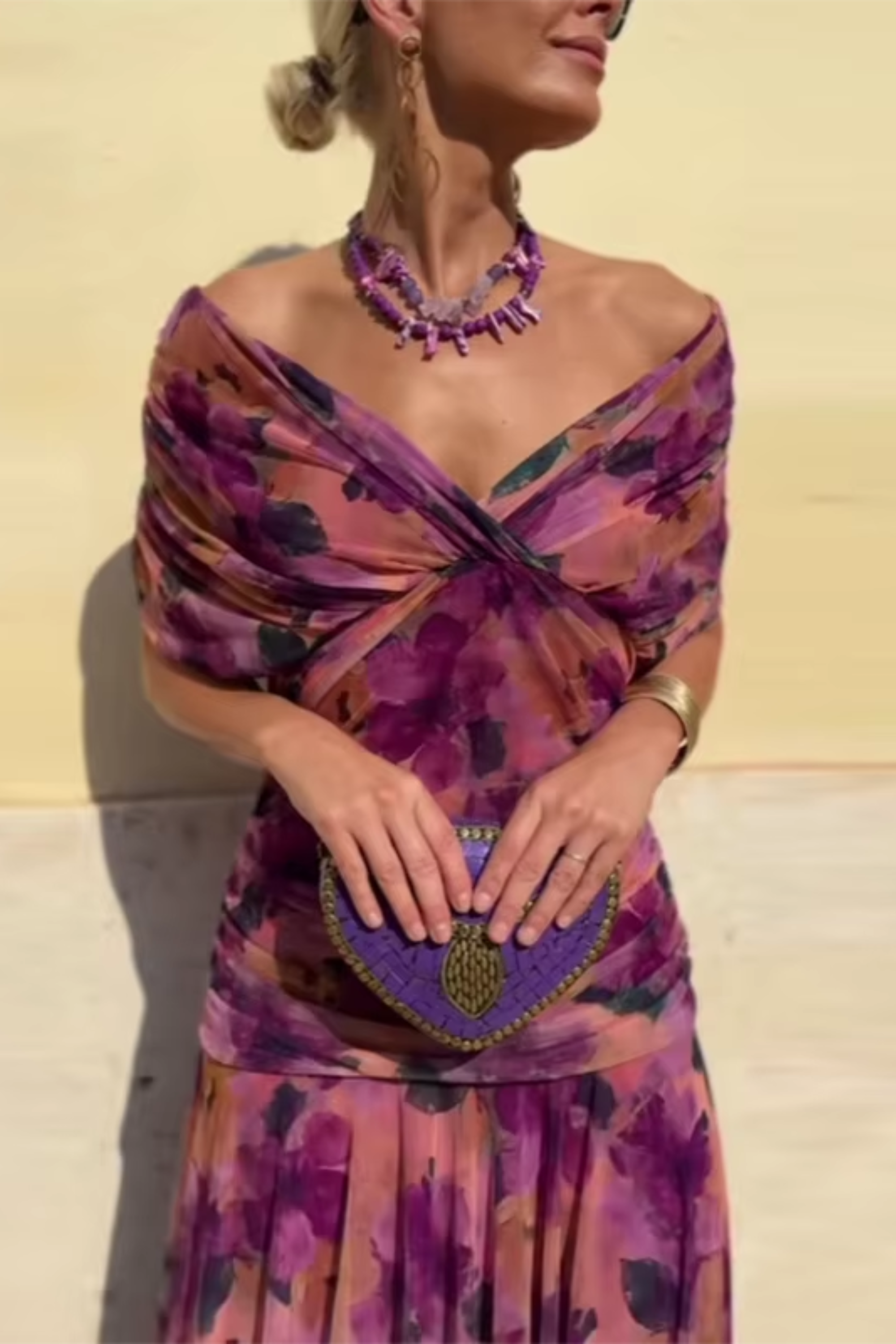 Kristin | Elegantes langes Festkleid mit V-Ausschnitt