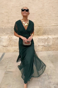 Kristin | Elegantes langes Festkleid mit V-Ausschnitt