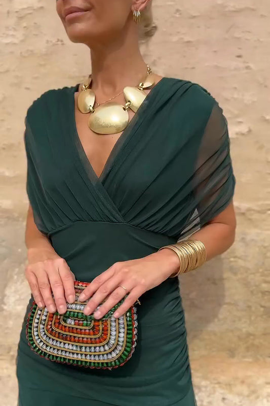 Kristin | Elegantes langes Festkleid mit V-Ausschnitt