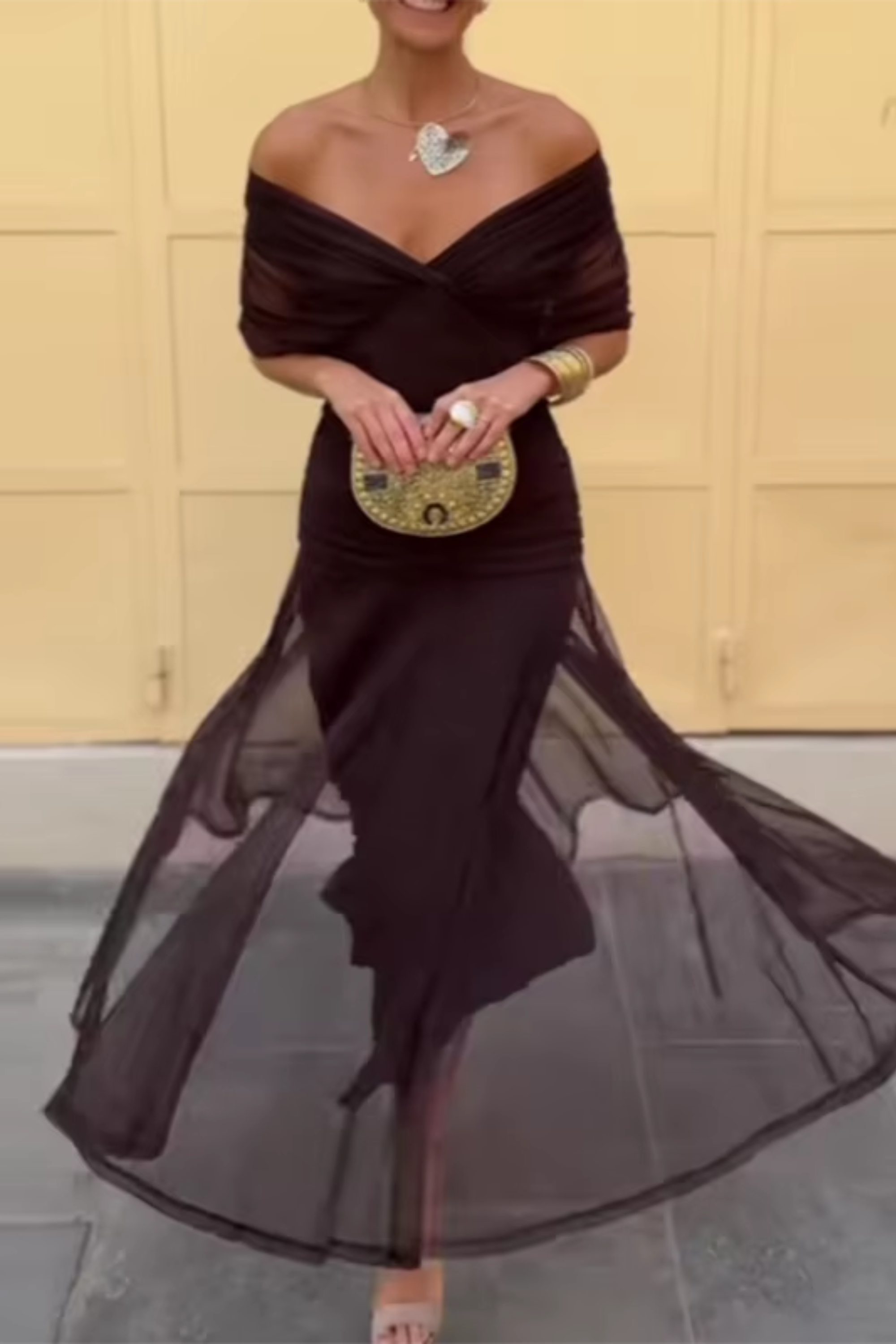 Kristin | Elegantes langes Festkleid mit V-Ausschnitt