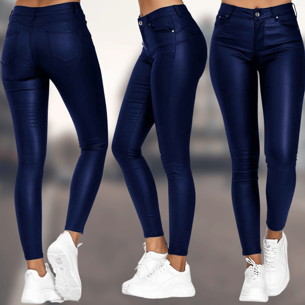 Livia | Bequeme, Slim Fit Damenhose aus PU-Polyester-Mischung 1