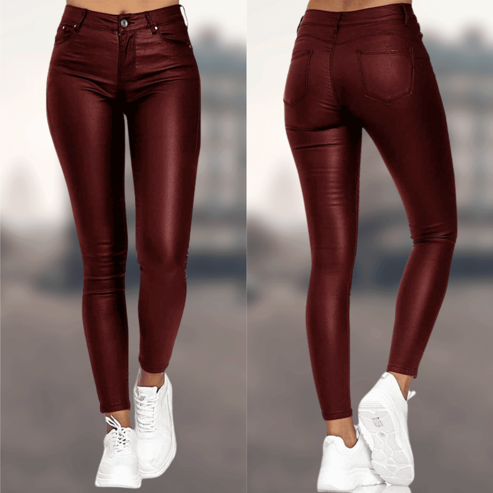 Livia | Bequeme, Slim Fit Damenhose aus PU-Polyester-Mischung 2
