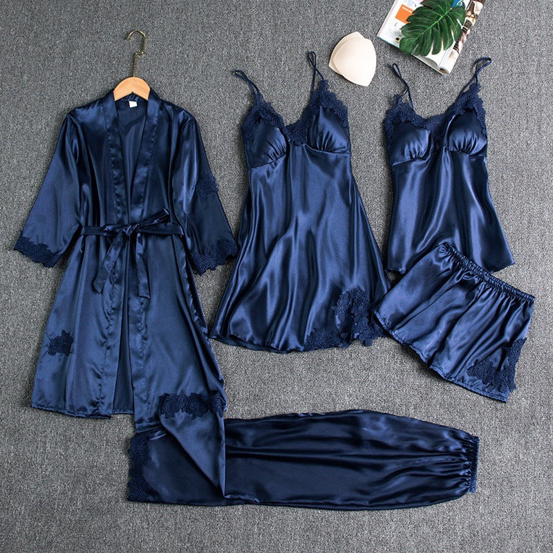 Livia | Elegantes Fünfteiliges Damen Pyjama-Set Schlafanzug Damen 0