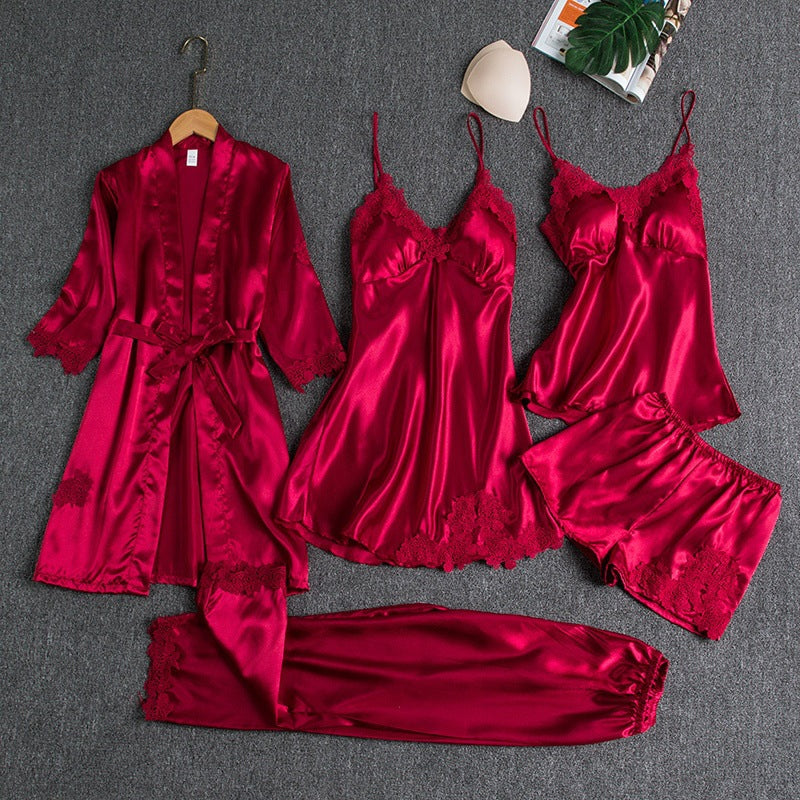 Livia | Elegantes Fünfteiliges Damen Pyjama-Set Schlafanzug Damen 1