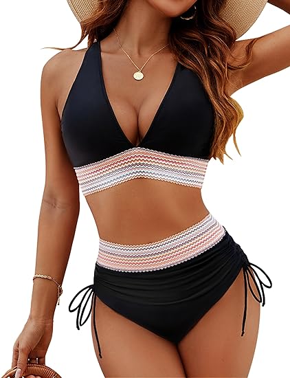 Livia | Hochtaillierter Bikini Damen mit V-Ausschnitt und Bauchkontrolle 0
