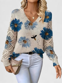 Sara | Eleganter und bequemer Blumen Strickpullover