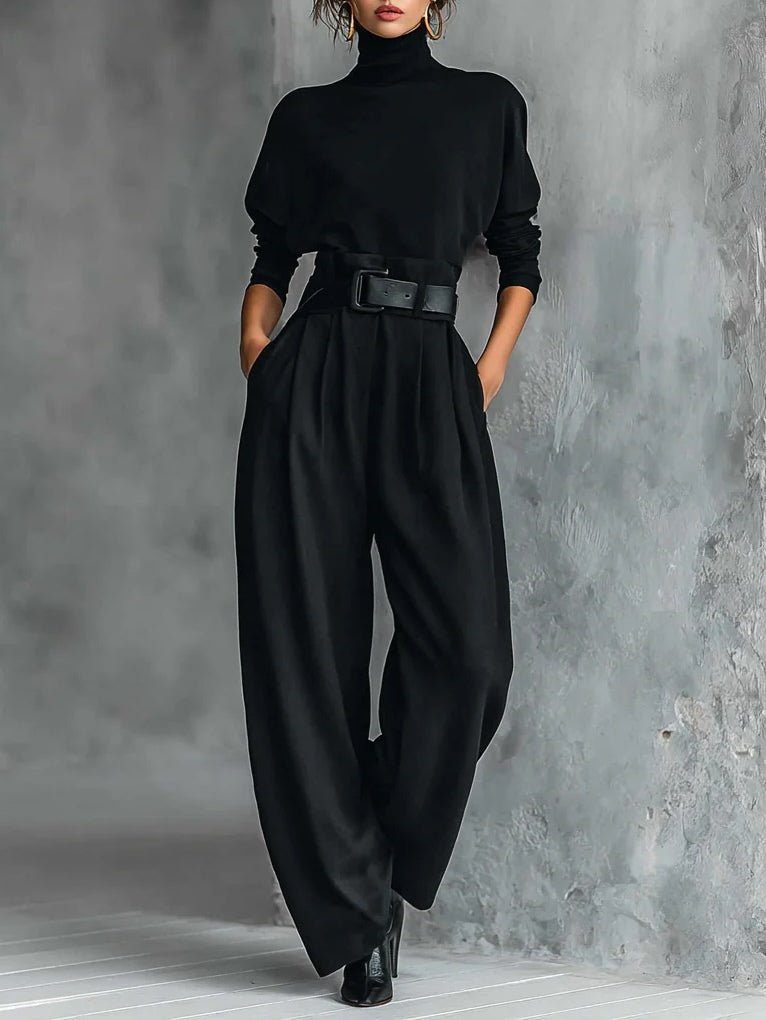 Luna | Eleganter Damen Overall – Festlicher, Atmungsaktiver Rollkragen mit Gürtel 0