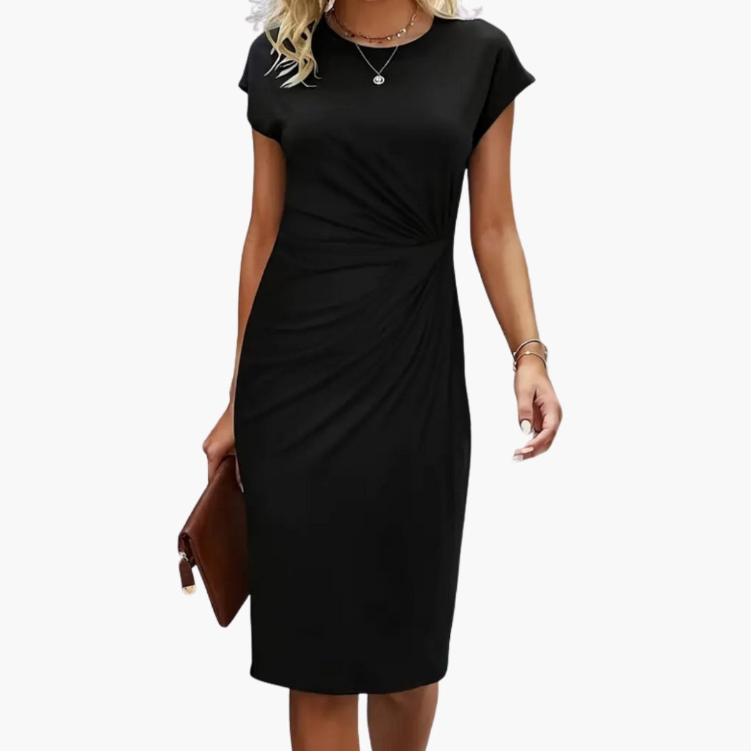 Luna | Elegantes, Tailliertes Festliches Kleid für Damen – Midi-Länge mit Rundhalsausschnitt 0
