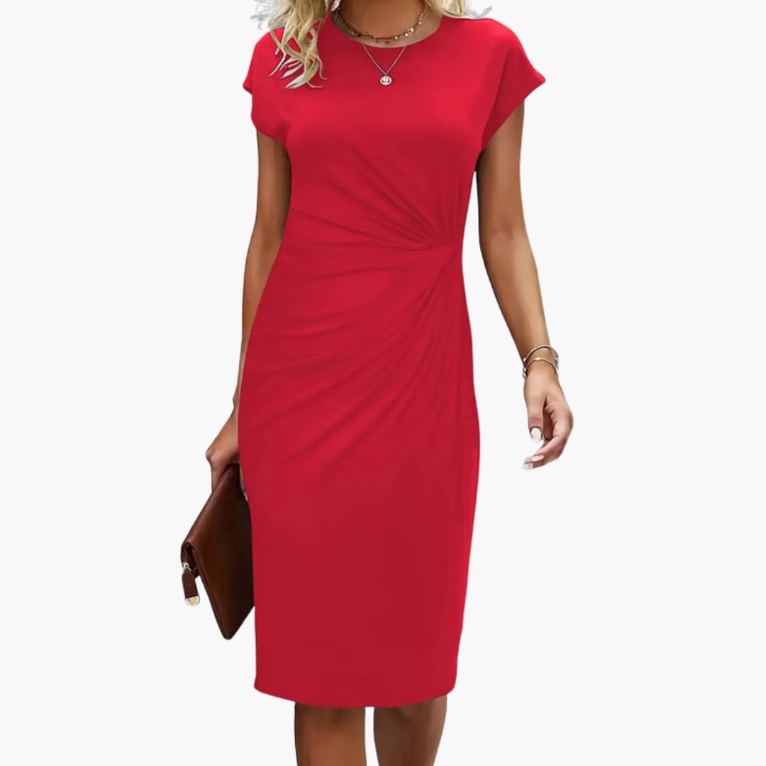 Luna | Elegantes, Tailliertes Festliches Kleid für Damen – Midi-Länge mit Rundhalsausschnitt 1