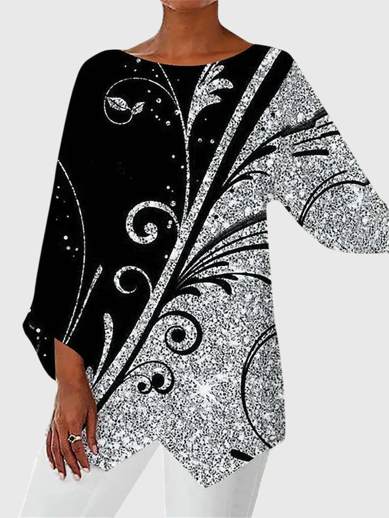 Lyanna | Elegantes Damenoberteil mit Schmetterlingsdruck – Schicke, Asymmetrische Oberteile Damen 5