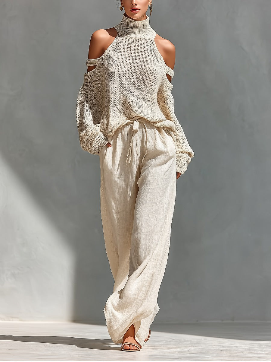 Magnolia | Elegantes Cold-Shoulder Damen-Set mit Weitem Bein für Komfort und Stil 0