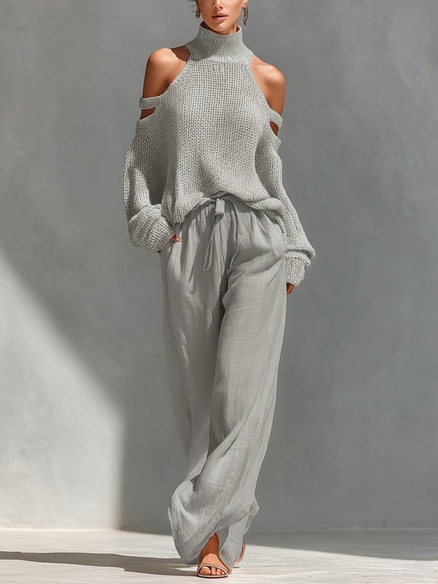 Magnolia | Elegantes Cold-Shoulder Damen-Set mit Weitem Bein für Komfort und Stil 1