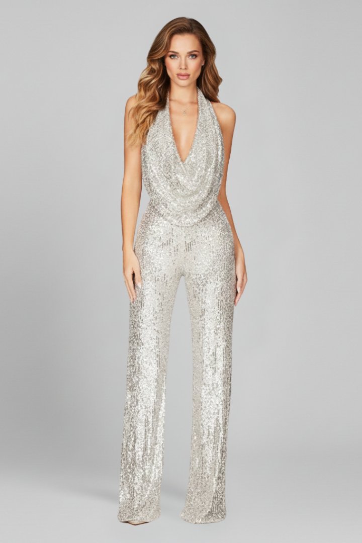 Maya | Glamouröser und schimmernder Pailletten-Halter-Jumpsuit 3