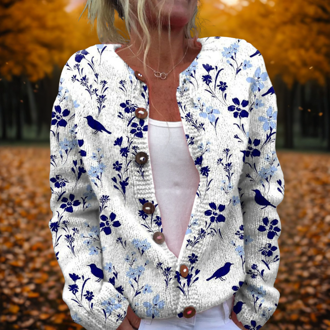 Maylee | Vintage-Strickjacke mit Blumenmuster 0