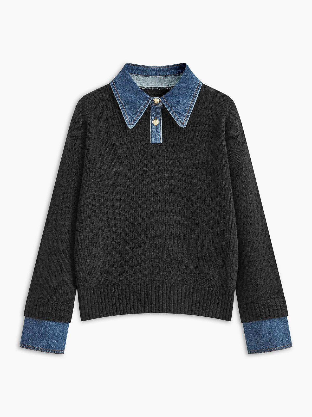Mia | Damen-Polopullover aus Strick mit Jeanskragen 5