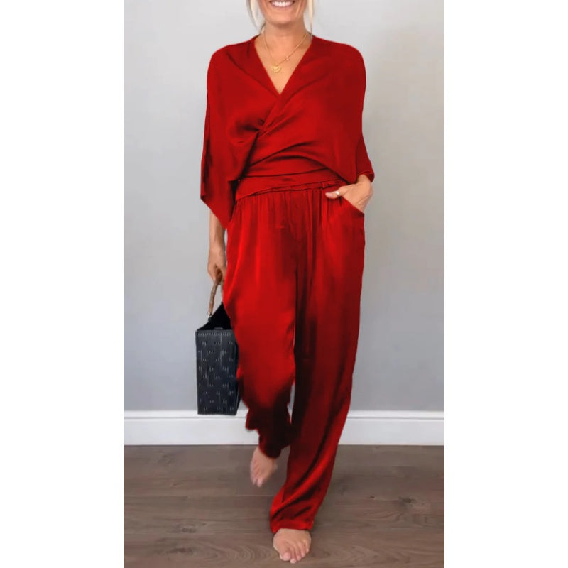 Mila | Elegantes Twin Set Damen – Bequem, Mit V-Ausschnitt &amp; Weitem Bein 3