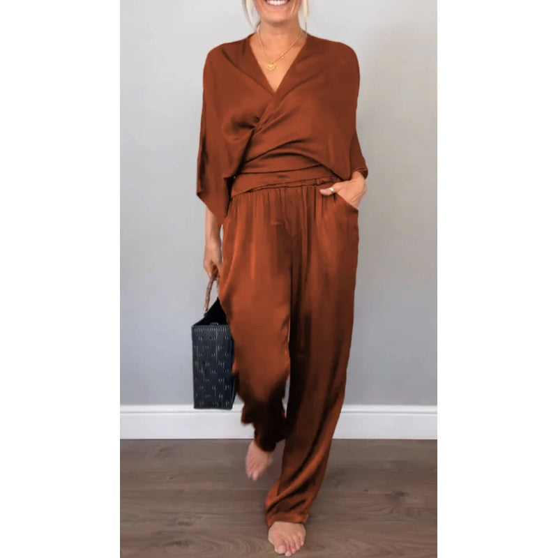 Mila | Elegantes Twin Set Damen – Bequem, Mit V-Ausschnitt &amp; Weitem Bein 4