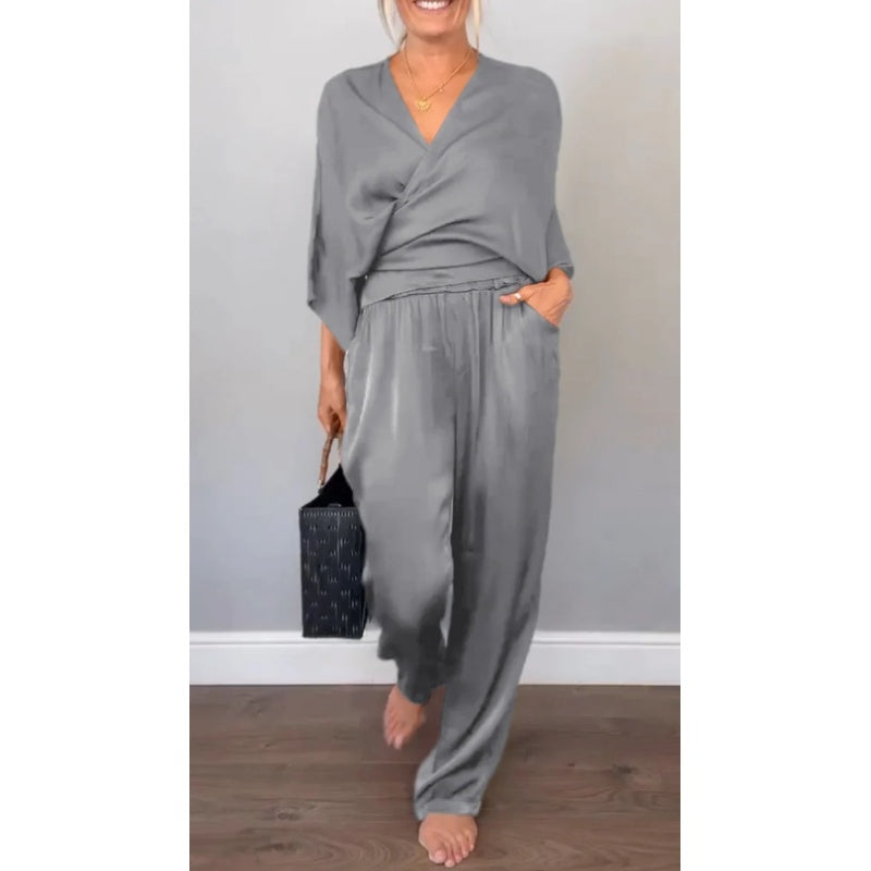 Mila | Elegantes Twin Set Damen – Bequem, Mit V-Ausschnitt &amp; Weitem Bein 5
