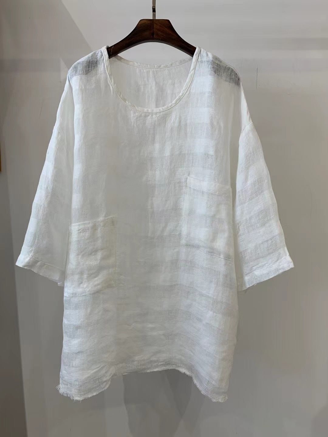 Mila | Lässige Leinen-Tunika-Tops mit aufgesetzten Taschen 6
